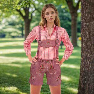 Authentic Lederhosen Women Suede German Bavarian Oktoberfest Women Lederhosen